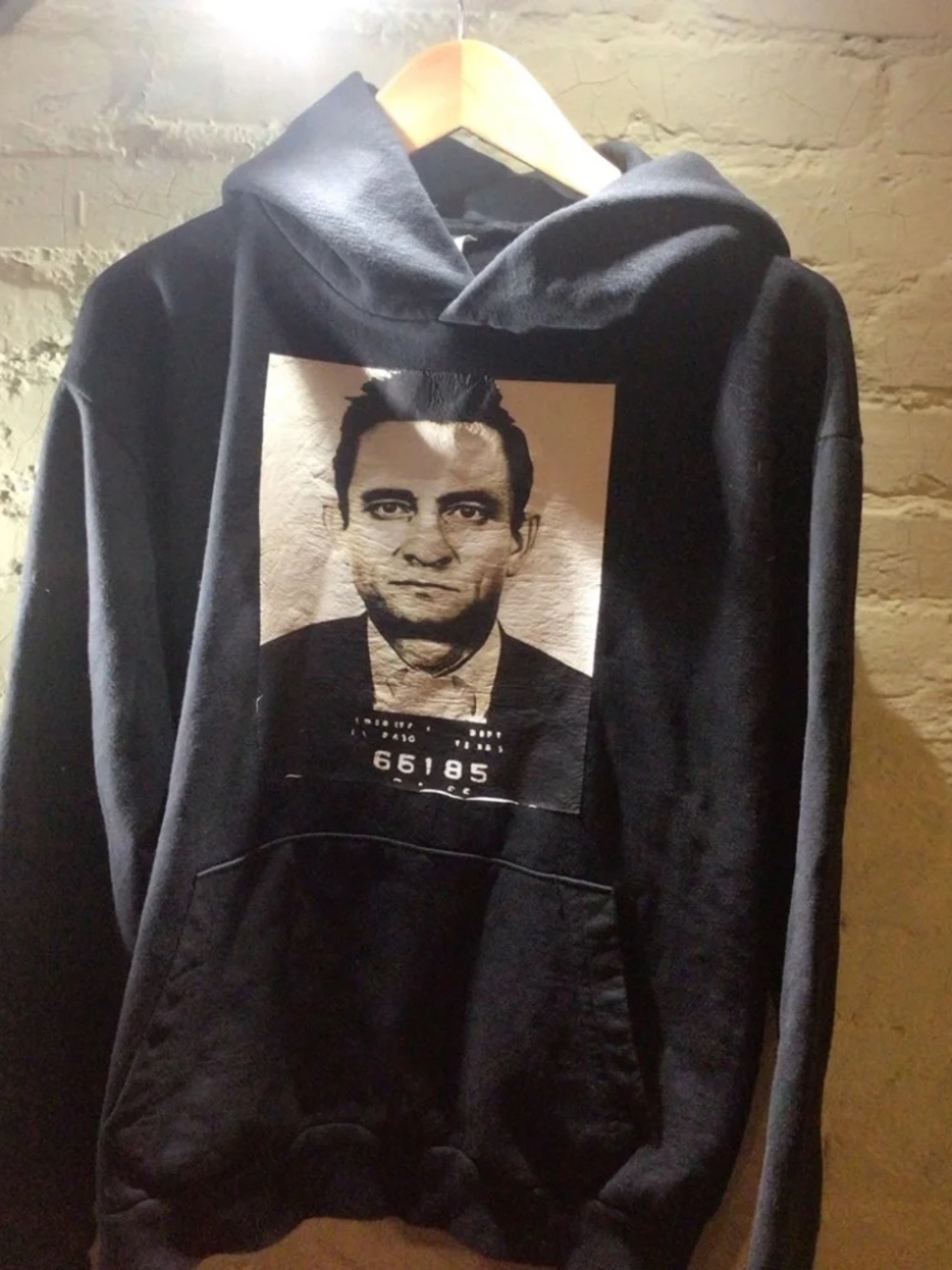 Los Angeles Apparel X Johnny Cash Mug Shot Graphic Black Hoodie